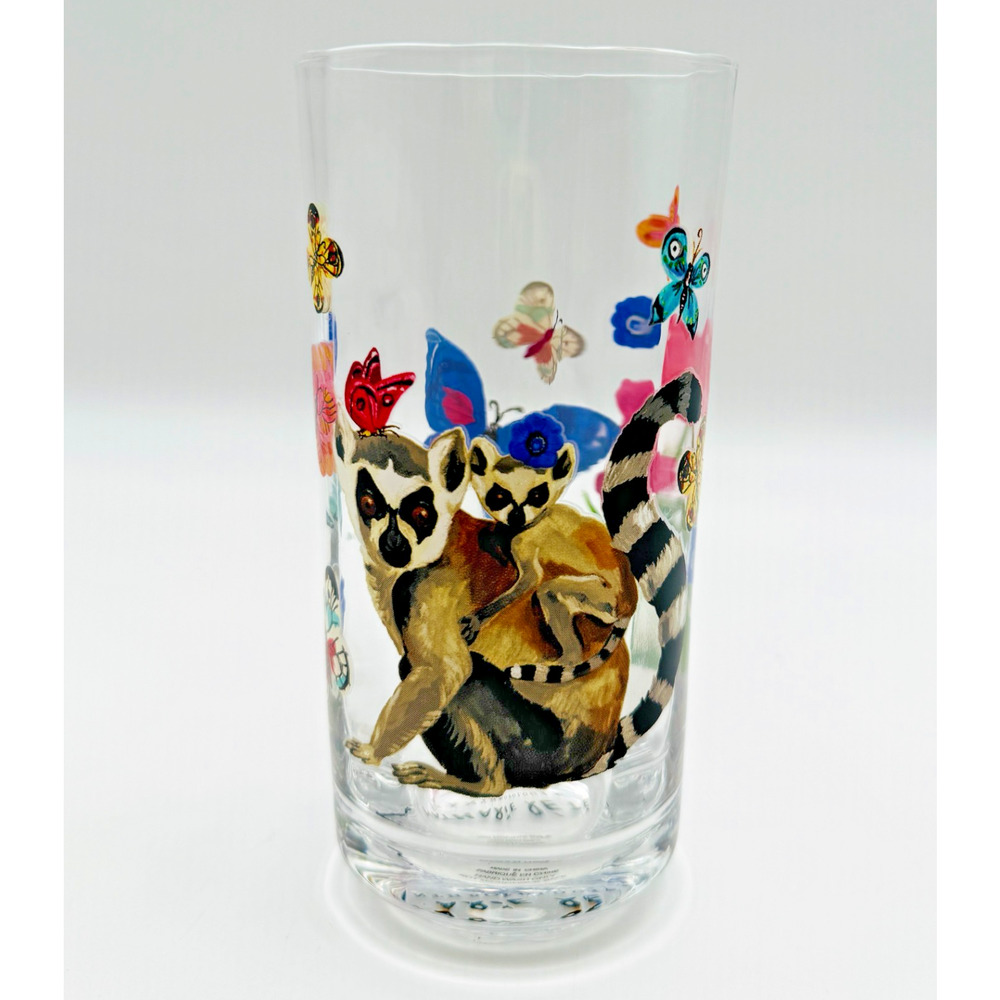 Anthropologie Nathalie Lete Tropical Juice Glass Lemur Titania 10 oz Floral 5"